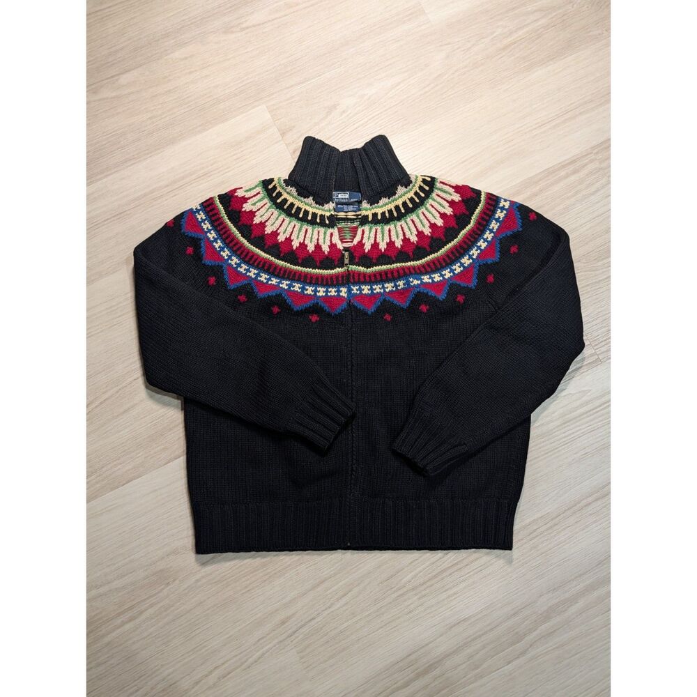 Polo Ralph Lauren Full‑Zip Nordic Wool Sweater – Hand‑Knit – XXL
